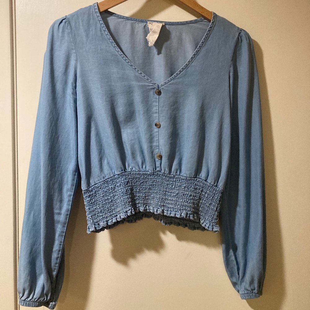 Long sleeve blouse - light blue